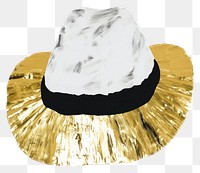 PNG  Hat ripped paper sombrero gold white background.