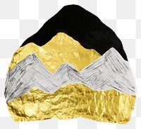 PNG  Mountain ripped paper gold white background aluminium.