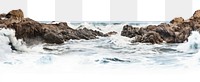 PNG Wavy sea with rocks nature panoramic landscape. 