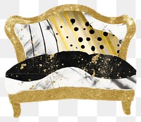 PNG  Sofa ripped paper furniture pillow gold.