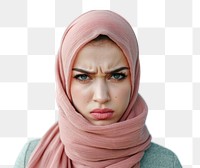 PNG  Arab woman angry face portrait adult scarf.