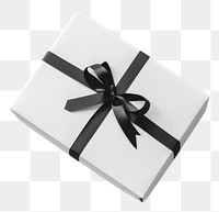 PNG Gift box label mockup white anniversary celebration.