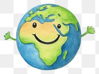 PNG  Happy earth drawing cartoon planet. AI generated Image by rawpixel.