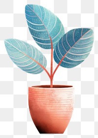 PNG  Indoor plant on a blue vase leaf houseplant flowerpot. AI generated Image by rawpixel.