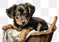 PNG  Basket puppy mammal animal.
