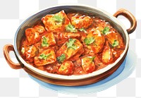 PNG  Chicken tikka masala seafood plate meal.
