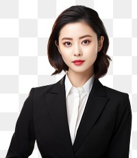 PNG Working business woman east asian portrait adult white background.