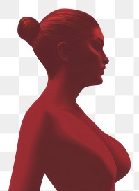 PNG  Minimal woman adult red portrait.