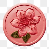 PNG  Azalea flower Seal Wax Stamp plant white background accessories.