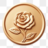 PNG  Garden rose Seal Wax Stamp gold white background creativity.