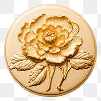 PNG  Gold flower craft white background.