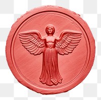 PNG  Seal Wax Stamp angel white background representation accessories.