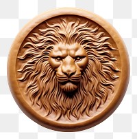 PNG  Seal Wax Stamp lion print craft white background representation.