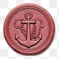PNG  Ship anchor Seal Wax Stamp locket sea white background.