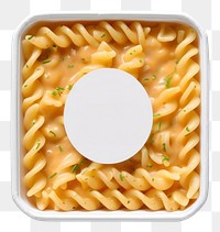 PNG Takeaway food container box mockup with pasta with sauce and blank label mockup packaging meal dish breakfast.