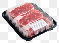 PNG Sealable black plastic tray with pork and blank label mockup packaging meat beef food.