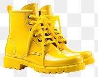 PNG  Yellow tractpr footwear shoe white background.