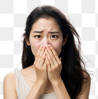 PNG Asian woman adult nose frustration. 