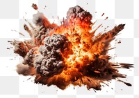 PNG Bomb explosion fire white background destruction.