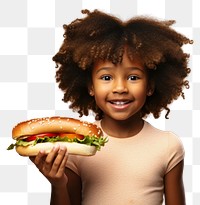 PNG  Black little girl food portrait child.
