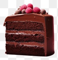 PNG Chocolate cake raspberry dessert fruit. AI generated Image by rawpixel.