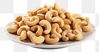 PNG  Cashew nuts plate food freshness.