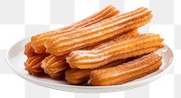 PNG  Churros plate food white background.