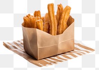 PNG  Churros paper food white background.