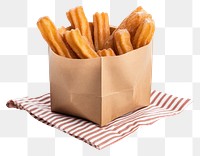 PNG  Churros paper food white background.