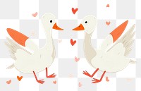 PNG  Goose falling in love drawing animal white. AI generated Image by rawpixel.