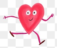 PNG  Heart running floating white background creativity emoticon. AI generated Image by rawpixel.