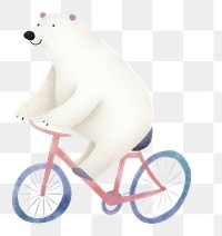 PNG  Polar bear riding a bike bicycle vehicle cycling