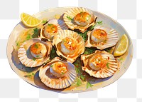 PNG  Seafood seafood painting seashell. AI generated Image by rawpixel.