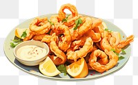 PNG  Fried Calamari Seafood dish seafood fried. AI generated Image by rawpixel.