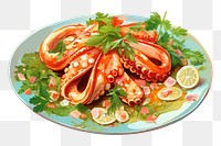 PNG  Seafood dish seafood plate meal. AI generated Image by rawpixel.