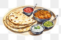 PNG  Indian Food food bread meal. AI generated Image by rawpixel.