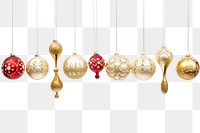 PNG Christmas ornaments hanging order gold.