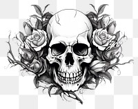 PNG Skull drawing sketch illustrated.