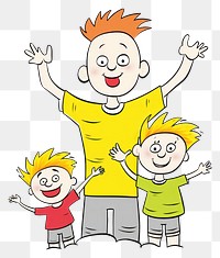 PNG Dad and son and mom cartoon cute representation. 