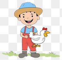 PNG Farmer holding a hen cartoon drawing bird.