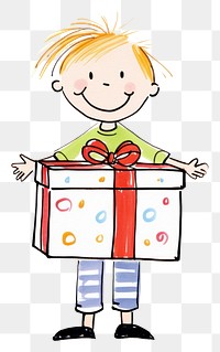 PNG Gift box drawing cartoon child.