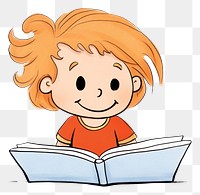 PNG  Girl reading a book cartoon publication cute. AI generated Image by rawpixel.