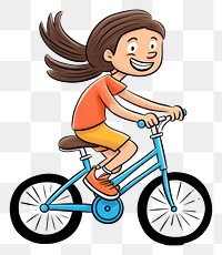 PNG  Girl riding a bicycle vehicle cycling cartoon. AI generated Image by rawpixel.