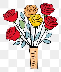 PNG Red rose bouquet cartoon drawing flower.