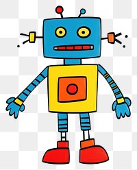 PNG Robot cartoon line white background.
