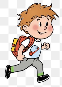 PNG  Student walking cartoon exercising creativity. AI generated Image by rawpixel.