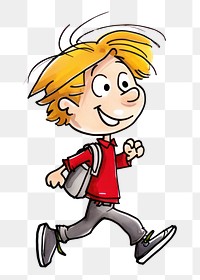 PNG  Student walking cartoon determination publication. AI generated Image by rawpixel.