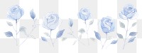 PNG Blue roses as divider line watercolour illustration pattern drawing flower.