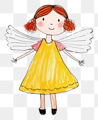 PNG Girl angel cartoon drawing sketch. 