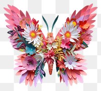 PNG Cut paper collage with butterfly art flower plant.